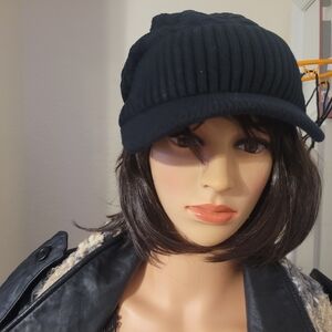 C.C Women's Classic Black Ribbed Hat